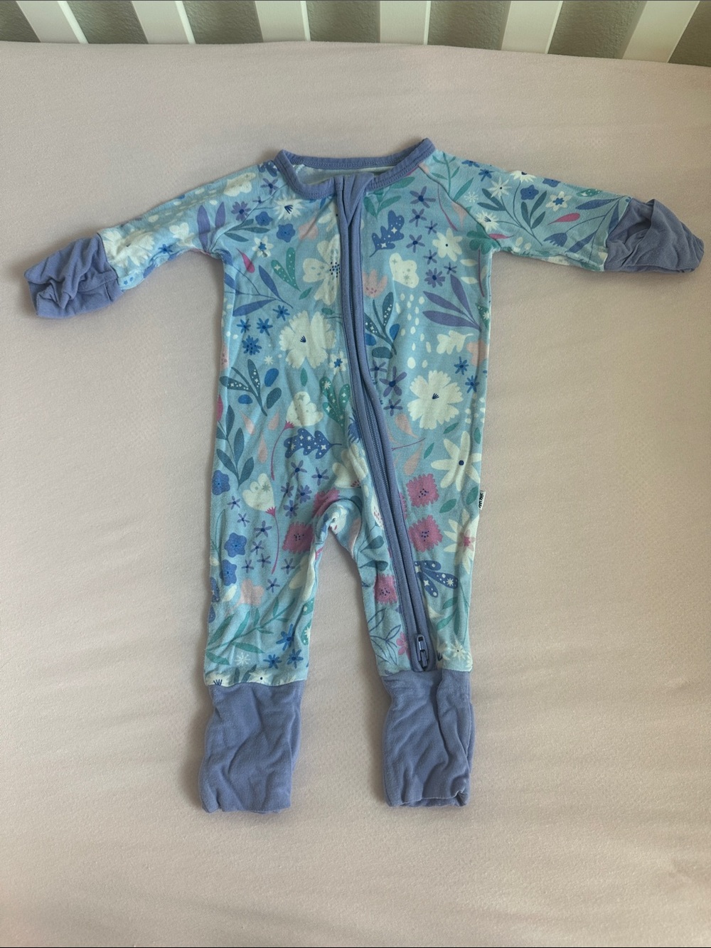 Little Sleepies Preemie Zippy- Blue Floral